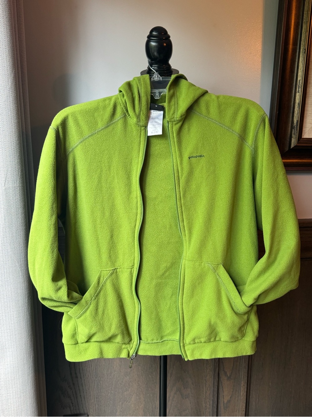 Patagonia Kids Lime Green Full-Zip Fleece Hoodie XL - Picture 2 of 8